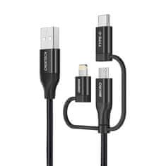 Choetech Nabíjací kábel Choetech IP0030, MFi 3v1, USB-A/Lightning/ Micro USB/USB-C, 5V, 1,2 m (čierny)