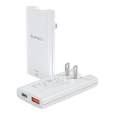 Choetech Choetech PD6011 PD65W GaN slim USB-A+C mini cestovná nabíjačka (biela)
