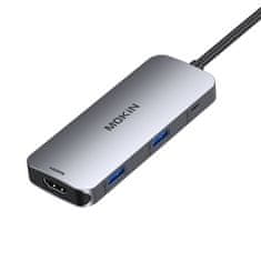 slomart Adaptér Hub MOKiN 7v1 USB-C na 2x USB 3.0 + 2x USB-C + SD + Micro SD + HDMI (strieborný)