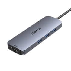 slomart Adaptér Hub MOKiN 8v1 USB-C na 2x 4K 60Hz HDMI + USB-C + 3x USB 3.0 + SD + Micro SD (strieborný)