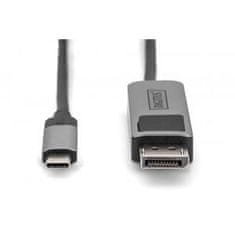 Digitus 8K @ 30Hz. USB typ C na DP, Adaptérový kábel HBR3, hliníkové púzdro, čierna 2m
