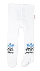 Baby Nellys Detské pančuchy bavlnené, Little Prince - biele s modrou korunkou, veľ. 80/86