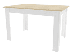 Výpredaj obliečok Biely jedálenský stôl s doskou v dekore dub sonoma MADO 120x80