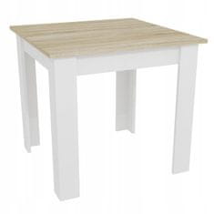 Výpredaj obliečok Biely jedálenský stôl s doskou v dekore dub sonoma MADO 80x80