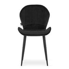 Výpredaj obliečok Čierna zamatová stolička TERNI s čiernymi nohami