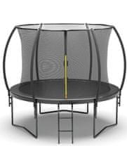 Výpredaj obliečok Čierna záhradná trampolína JUMP 305 cm s ochrannou sieťou a rebríkom