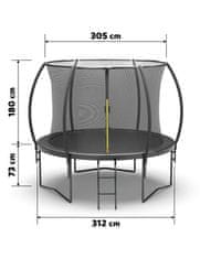 Výpredaj obliečok Čierna záhradná trampolína JUMP 305 cm s ochrannou sieťou a rebríkom
