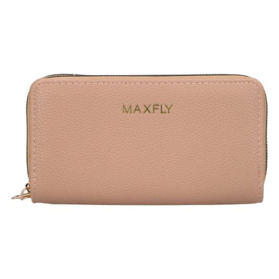 MaxFly Veľká dámska koženková peňaženka Luneta, svetlobéžová
