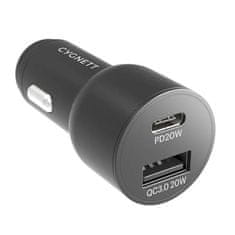 Cygnett Nabíječka do auta Cygnett USB, USB-C 20W (černá)