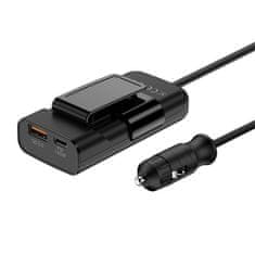 Budi 105W nabíječka do auta, USB + USB-C, PD + QC 3.0 (černá)