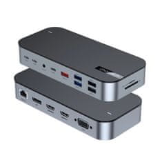 Choetech Choetech M52 USB-C HUB - USB-C PD/USB-C/USB-A/HDMI/VGA/DP/SD/TF/RJ45/AUX - sivá