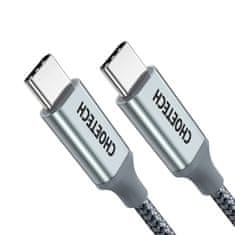 Choetech Choetech USB-C - USB-C 5A 100 W PD 480 Mbps kábel 1,8 m sivý (XCC-1002-GY)
