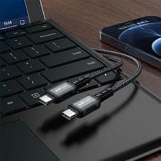 AceFast Acefast USB-C - kábel USB-C 1,2 m, 60 W (20 V/3 A), sivý (C1-03 tmavošedý)