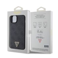 Guess Kryt na mobil 4G Strass Triangle Metal Logo na Apple iPhone 15 Plus - černý