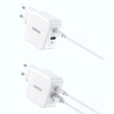 Choetech GaN USB-C PD USB-A QC3.0 rýchla nabíjačka 65W 325A biela PD8002 Choetech