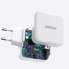 Choetech GaN USB-C PD USB-A QC3.0 rýchla nabíjačka 65W 325A biela PD8002 Choetech