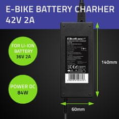 Qoltec nabíjačka batérií pre e-biky 36V | 42V | 2A | 5,5*2,5