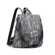 Miss Lulu Čierno-biely kožený ruksak s príveskom 2v1 „Classic“