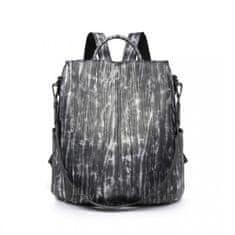 Miss Lulu Čierno-biely kožený ruksak s príveskom 2v1 „Classic“