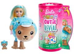 Mattel Barbie Cutie Reveal Chelsea v kostýme - medvedík v modrom kostýme delfína HRK27