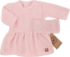 Z&Z 2-dílná soupravička pletené šaty s čelenkou - růžové, vel. 62