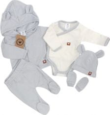 Z&Z Sada do porodnice 5D, body, polodupačky, kabátek, čepička, rukavičky Z&Z, šedá