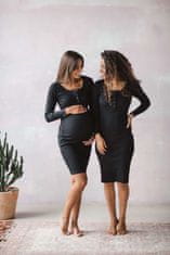 milk & love Tehotenské a dojčiace šaty rebrované Tummy čierna L Čierna