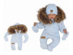 Z&Z Z&Z Zimní kombinéza s kapucí a kožešinou + rukavičky, modrá, vel. 74
