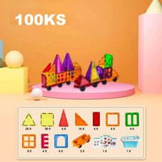 Magnetic Tiles Magnetická stavebnica pre deti - 100ks v boxe