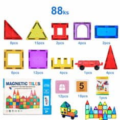 Magnetic Tiles Magnetická stavebnica pre deti sada 88ks - Magnetic Tiles