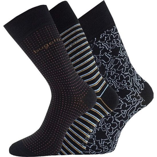 BUGATTI 3 PACK - pánske ponožky 6366X-610 black