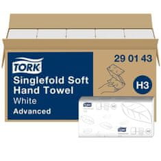 Tork 290143 Papierové utierky "Singlefold", bílá, Z/C, 2-vrstvové, H3, Advanced, 15 bal.