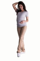 Be MaaMaa Bavlněné, těhotenské kalhoty s regulovatelným pásem - béžové