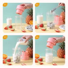 HOME & MARKER® Prenosný elektrický mixér na smoothie a pohár 2v1 (420 ml) – ružová | BLENDZY