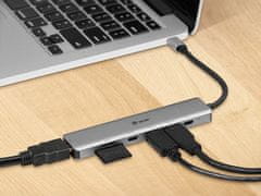 Tracer ADAPTÉR A-2, USB Type-C s čítačkou kariet, HDMI 4K, USB 3.0, PDW 60W