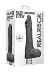 Shots Toys RealRock Realistic Vibrating Dildo with Balls 20cm Black vibrátor