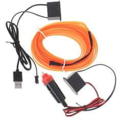 KIK  KX4955 LED ambientné osvetlenie pre auto/auto USB/12V páska 5m oranžová