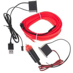 KIK  KX4955 LED ambientné osvetlenie pre auto/auto USB/12V páska 5m červená