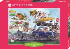 Heye Puzzle Cartoon Classics: Odchod na dovolenku! 500 dielikov