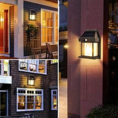 HOME & MARKER® Automatická vonkajšia solárna lampa so senzorom pohybu (čierna farba, 12 x 17 x 5,8 cm) | FLUXLAMP