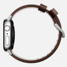 Modern Band - Kožený remienok pre Apple Watch 45 / 49 mm, hnedý so striebornou