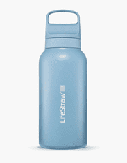 LifeStraw LGV41SBLWW Go 2.0 Stainless Steel Water Filter Bottle 1L Icelandic Blue