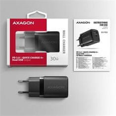 AXAGON ACU-PQ30 Síl nabíjačka do siete 30W, 2x port (USB-A + USB-C), PD3.0/PPS/QC4+/AFC/Apple, čierna