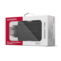 AXAGON ACU-DPQ100, GaN nabíjačka do siete 100W, 3x port (USB-A + dual USB-C), PD3.0/PPS/QC4+/Apple