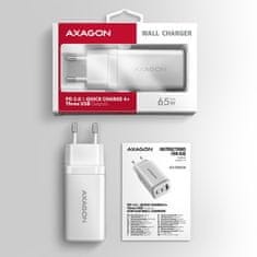 AXAGON ACU-DPQ65W, GaN nabíjačka do siete 65W, 3x port (USB-A + dual USB-C), PD3.0/QC4+/PPS/Apple