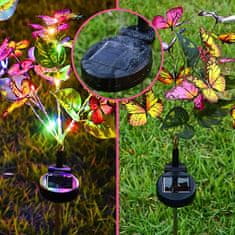 HOME & MARKER® Vonkajšia solárna dekoračná lampa s farebnými motýľmi (1x lampa so 17 motýľmi) | FLUTIX