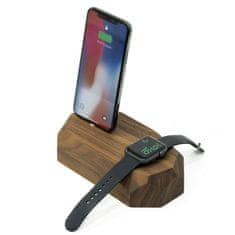 Oakywood Drevená dokovacia stanica pre iPhone a Apple Watch, orechová