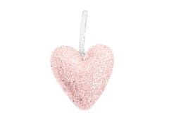 LAALU Koženkové srdce s flitrami ružové 12,5 cm