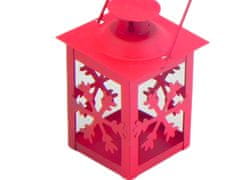 LAALU Červený kovový lampáš 7,5 x 11 cm