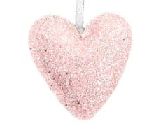 LAALU Koženkové srdce s flitrami ružové 12,5 cm